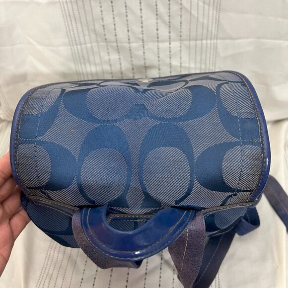 Coach Kyra Signature Logo Navy Blue Canvas Backpack F16548 - Picture 4 of 7